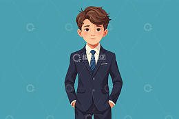 穿西装男孩卡通形象