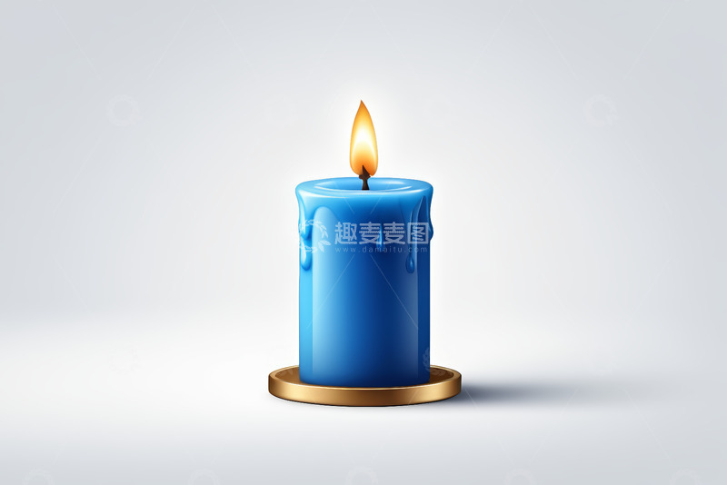 高清大图下载【趣麦麦图】蓝色蜡烛燃烧特写