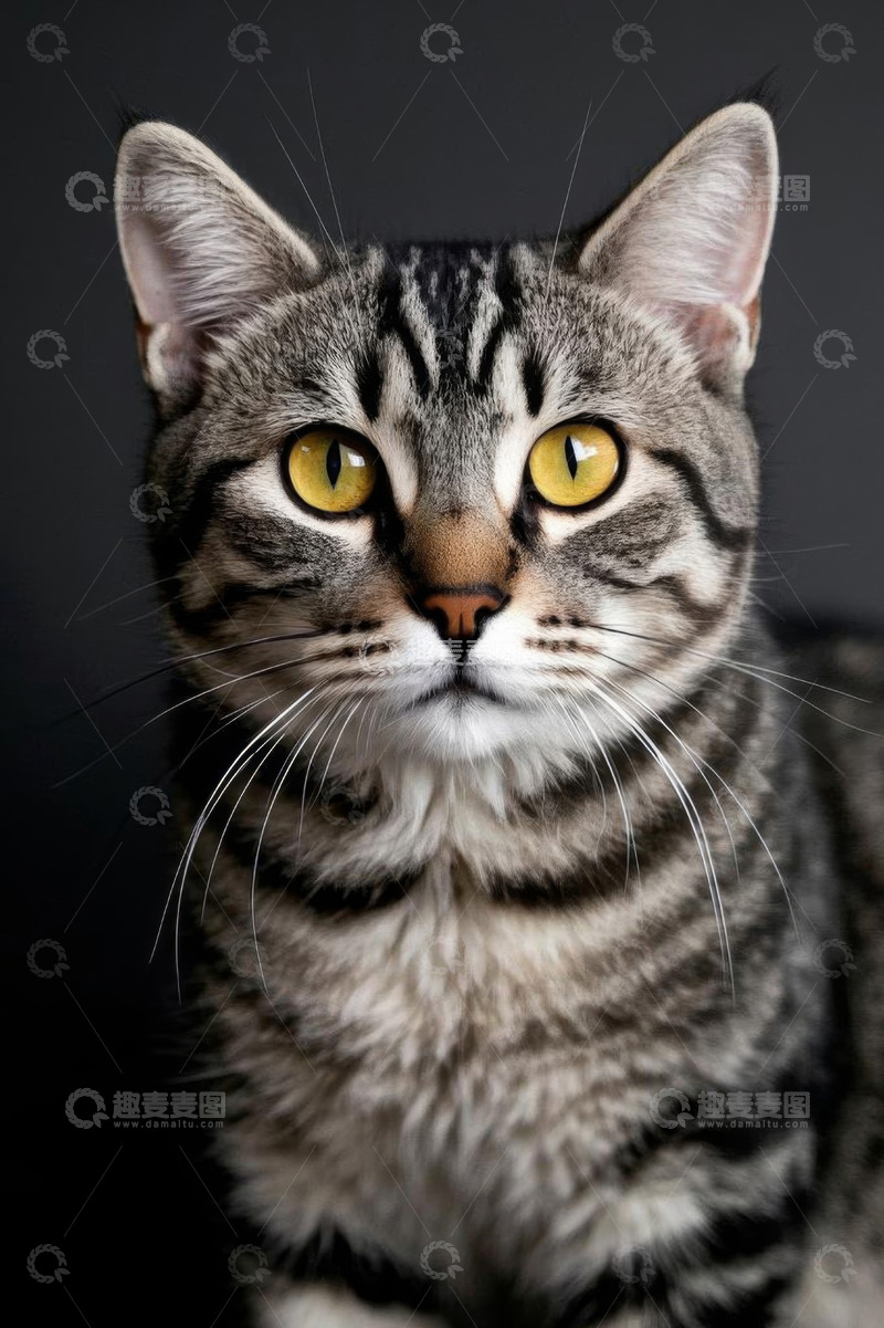 高清大图下载【趣麦麦图】虎斑猫直视特写