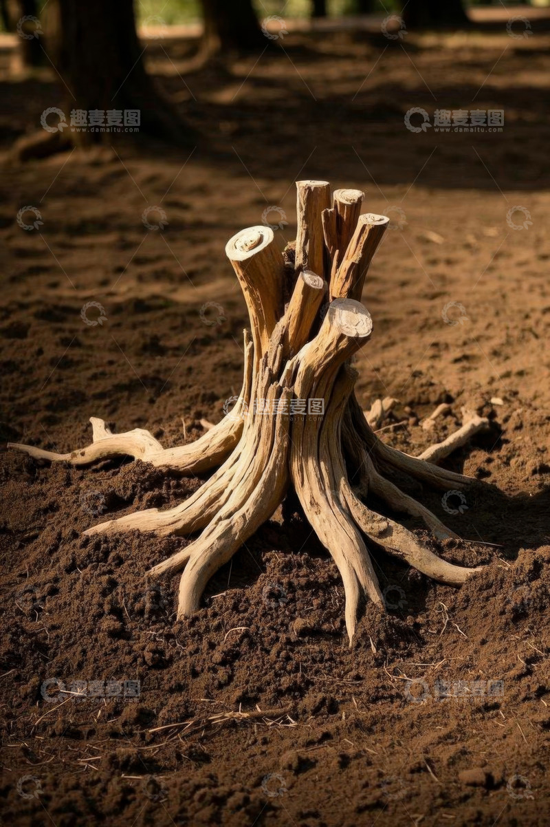 高清大图下载【趣麦麦图】森林中树桩特写
