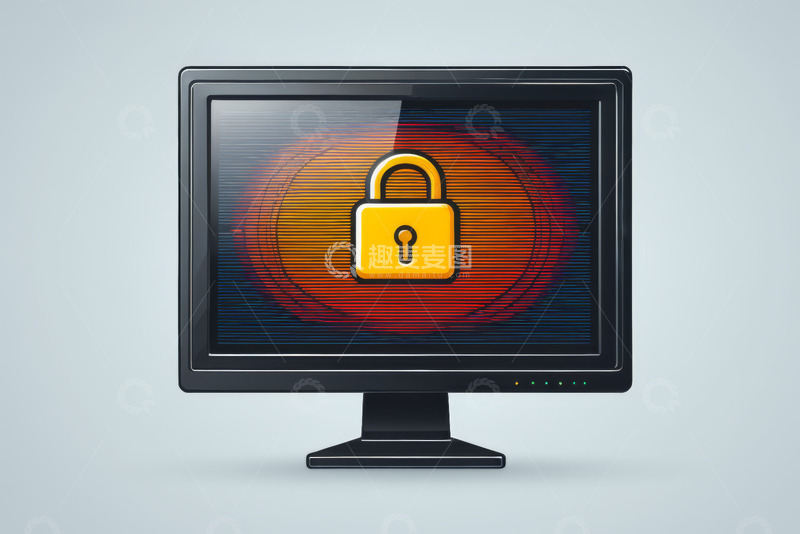 高清大图下载【趣麦麦图】电脑屏幕上的安全锁图标