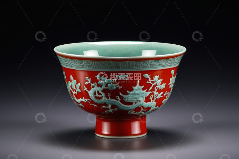 高清大图下载【趣麦麦图】中式传统花纹陶瓷碗