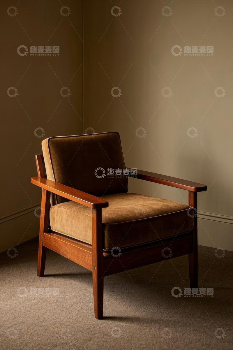 高清大图下载【趣麦麦图】现代风格木质扶手单人沙发