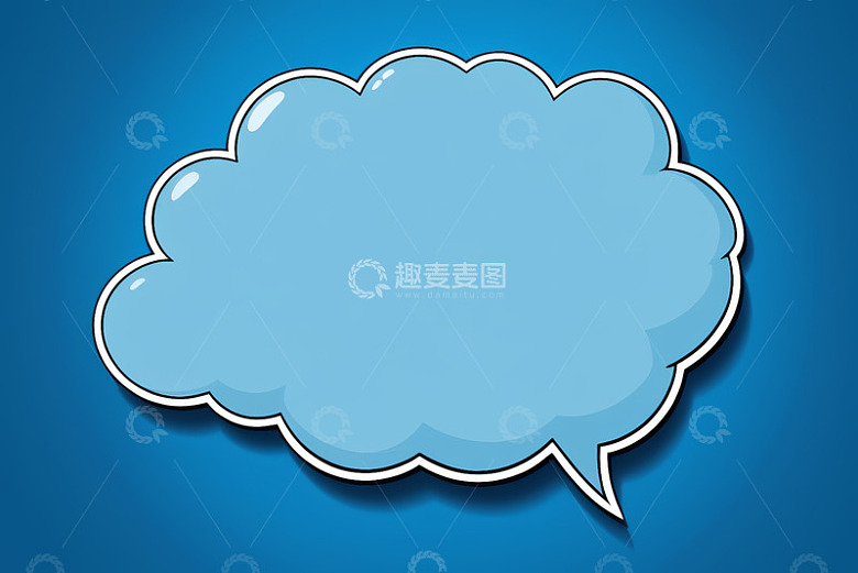 蓝色卡通风格云状对话框