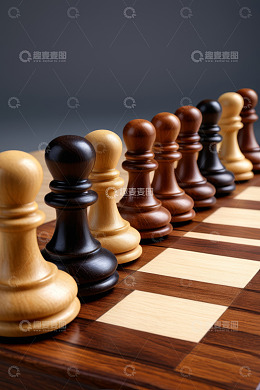 国际象棋棋子棋盘特写