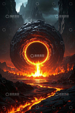 科幻风格熔岩星球场景