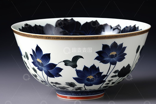 青花瓷碗特写素材