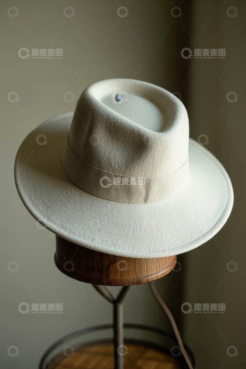 高清大图下载【趣麦麦图】白色时尚帽子静物展示