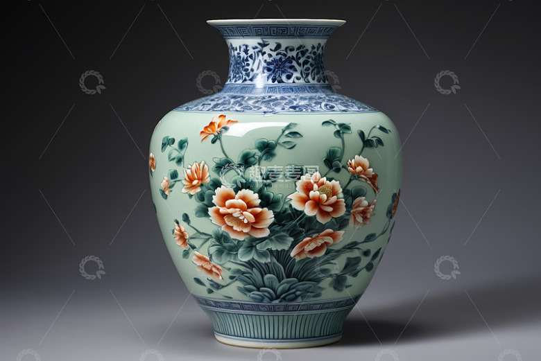 青花纹饰花卉陶瓷花瓶