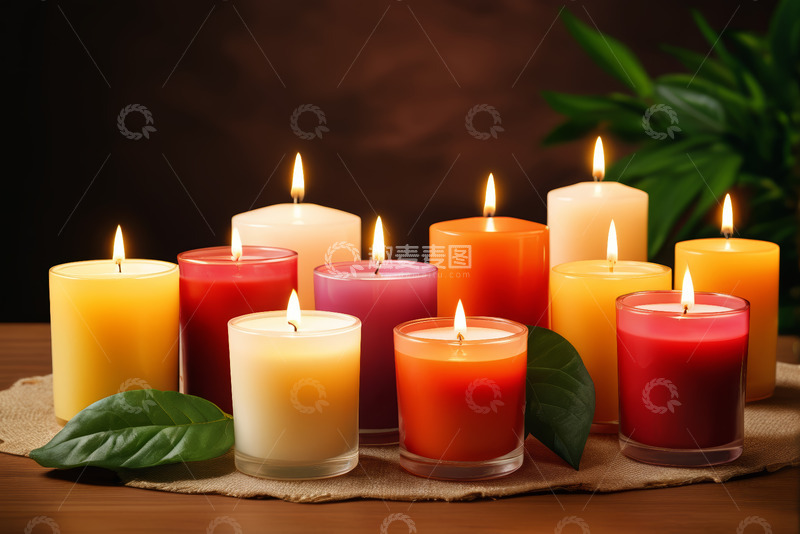 高清大图下载【趣麦麦图】多彩燃烧蜡烛特写