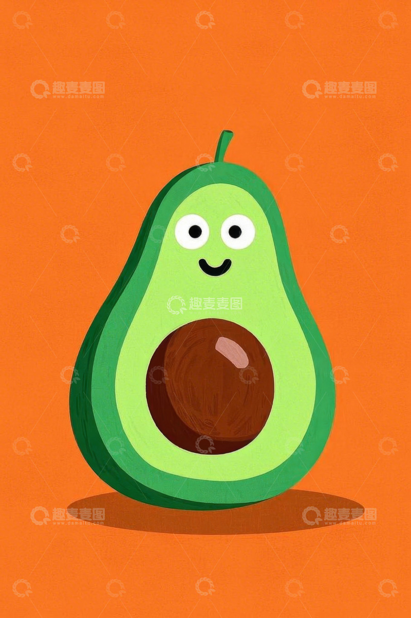 高清大图下载【趣麦麦图】卡通牛油果形象插画