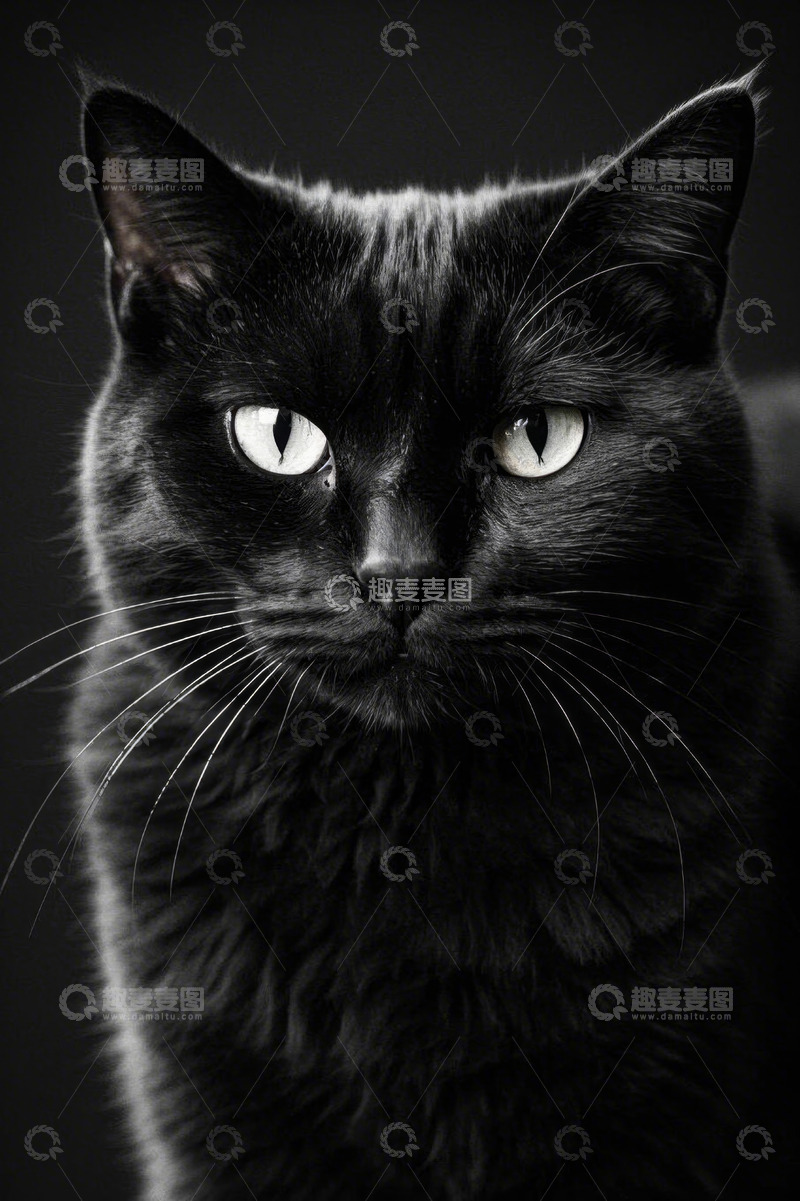 高清大图下载【趣麦麦图】黑猫特写近景