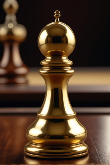 金色国际象棋棋子特写