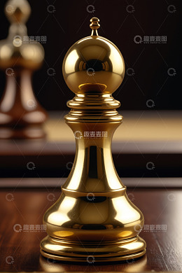 金色国际象棋棋子特写