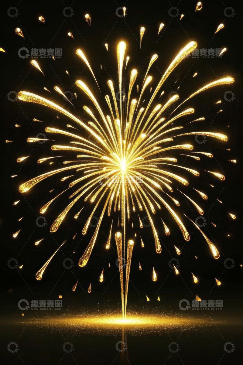 高清大图下载【趣麦麦图】金色烟花绽放画面
