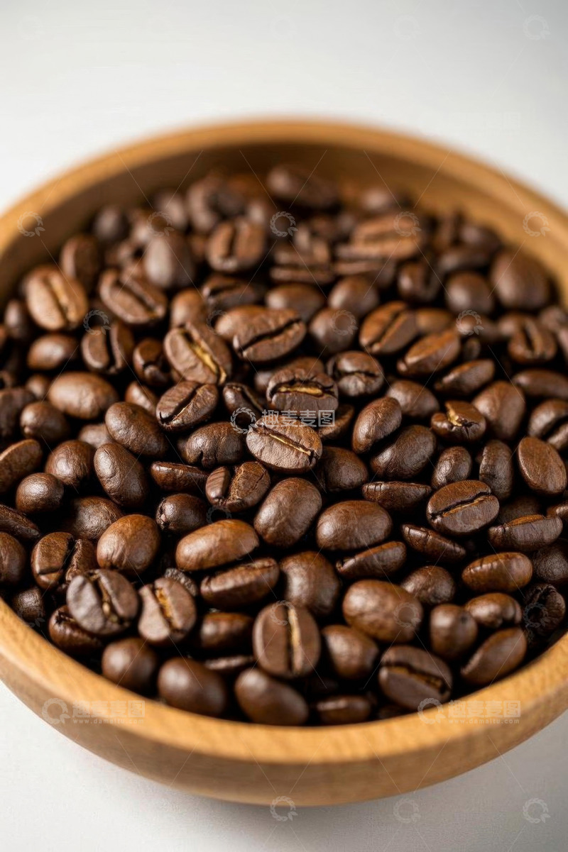 高清大图下载【趣麦麦图】木碗中饱满的烘焙咖啡豆