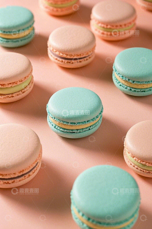 彩色马卡龙静物特写