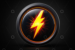 带闪电符号的圆形按钮素材