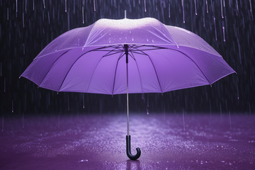 雨中紫色雨伞特写