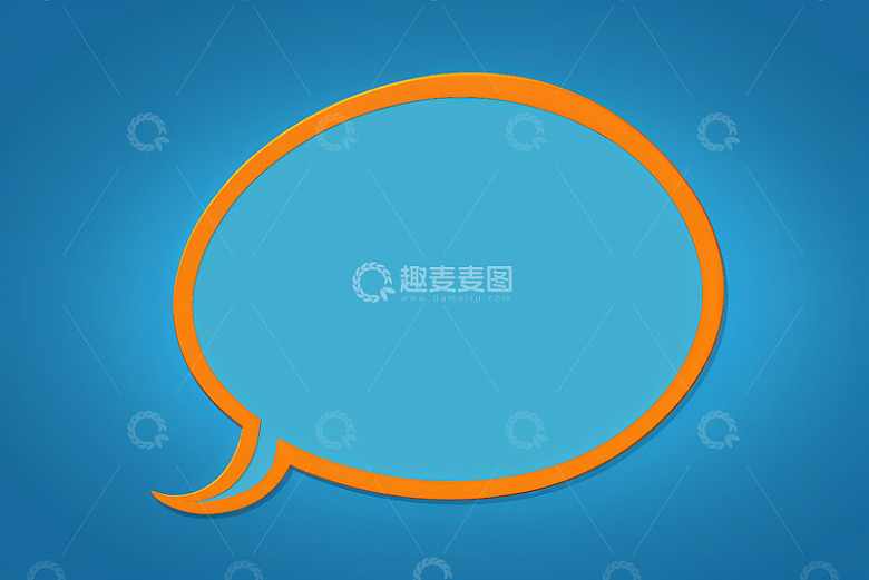 蓝色背景橙色对话气泡图标