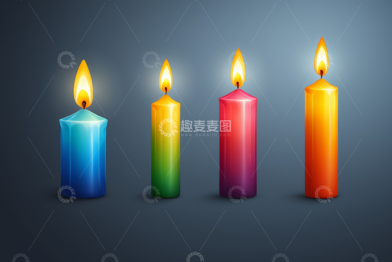 高清大图下载【趣麦麦图】多彩燃烧蜡烛特写