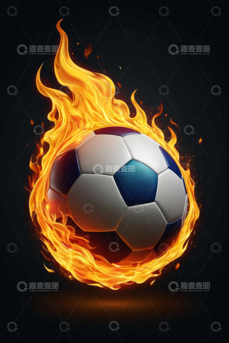 高清大图下载【趣麦麦图】燃烧火焰的足球素材