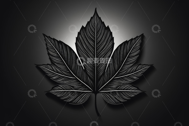 高清大图下载【趣麦麦图】黑色背景下的叶片图案