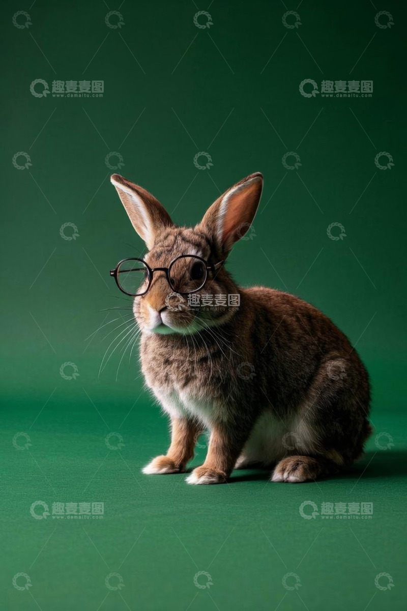 高清大图下载【趣麦麦图】戴眼镜的兔子特写
