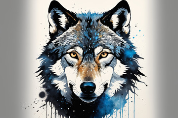 狼的水彩风格艺术肖像