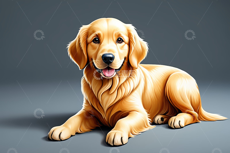 高清大图下载【趣麦麦图】趴着的金毛犬宠物图片素材