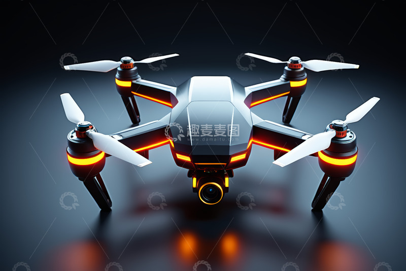 高清大图下载【趣麦麦图】黑色四轴无人机特写