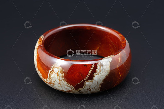 红白色花纹玛瑙手镯特写