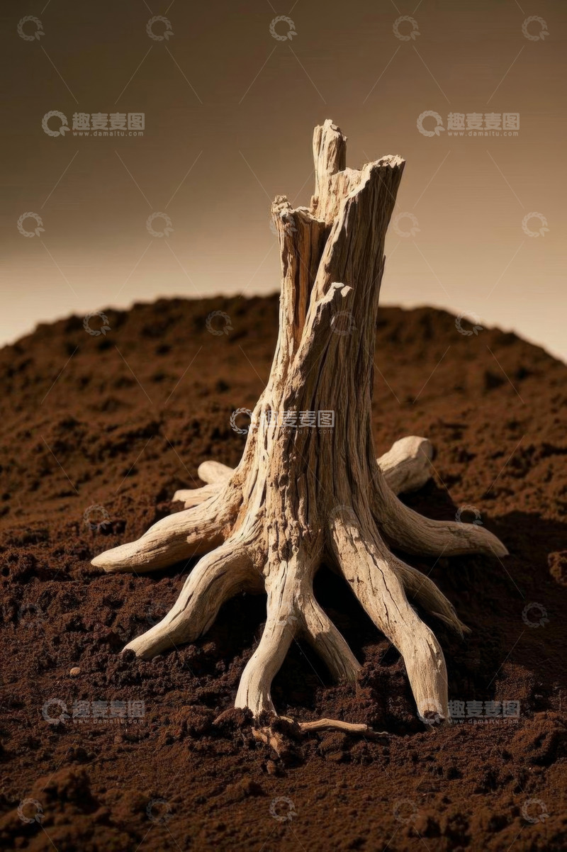 高清大图下载【趣麦麦图】土壤中的枯树根特写