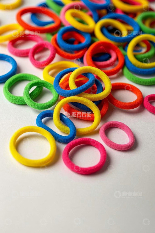 彩色发圈静物特写