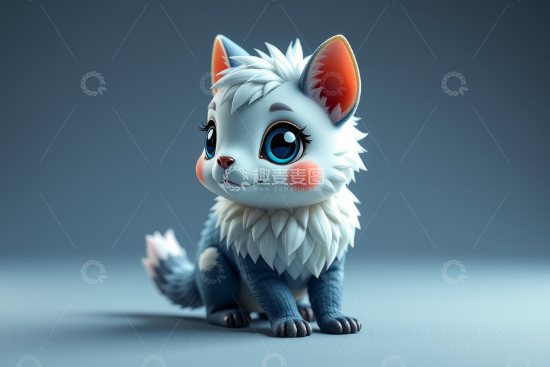 高清大图下载【趣麦麦图】可爱卡通小猫3D形象素材