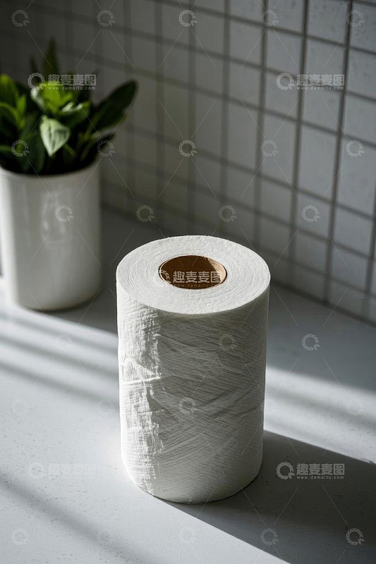 卫生间内白色卫生纸卷静物
