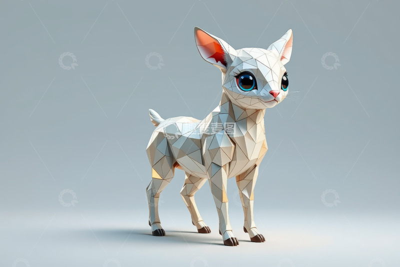 高清大图下载【趣麦麦图】低多边形风格小鹿形象素材