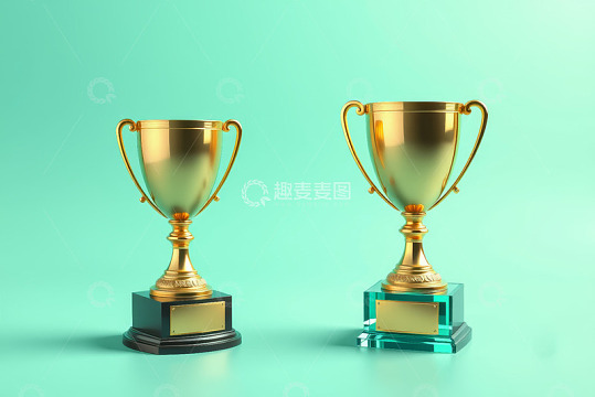 两个金色奖杯展示