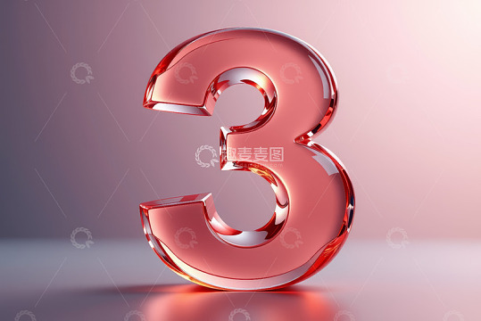 红色立体数字3