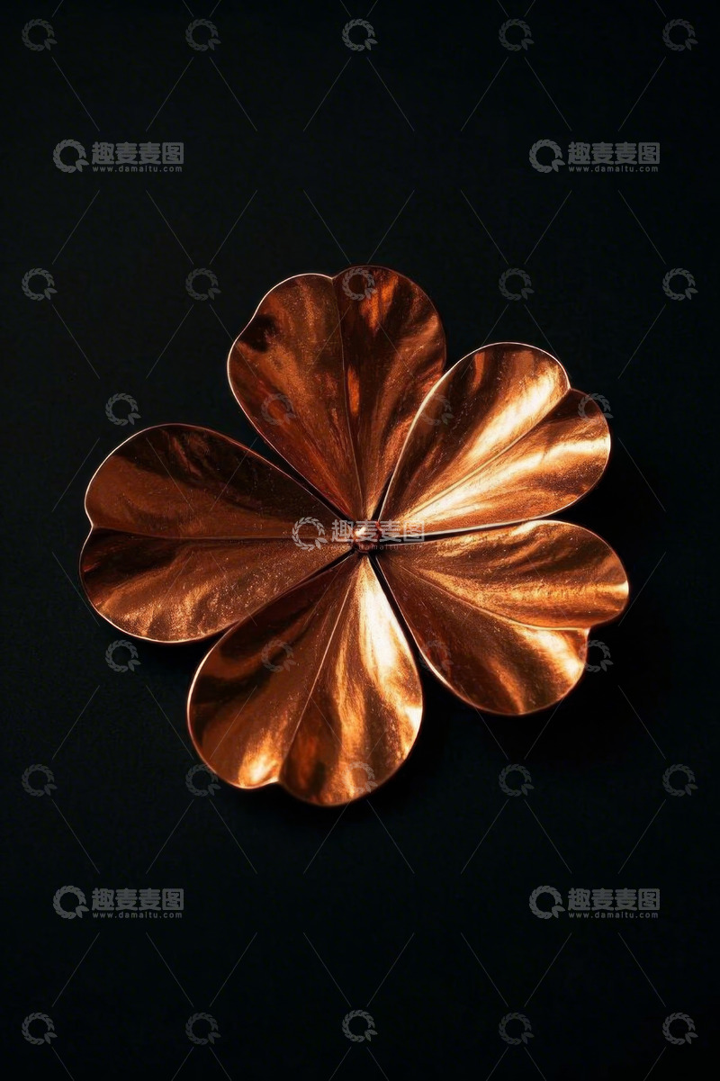 高清大图下载【趣麦麦图】金属四叶草装饰特写