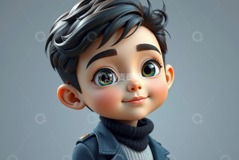 高清大图下载【趣麦麦图】卡通男孩半身肖像