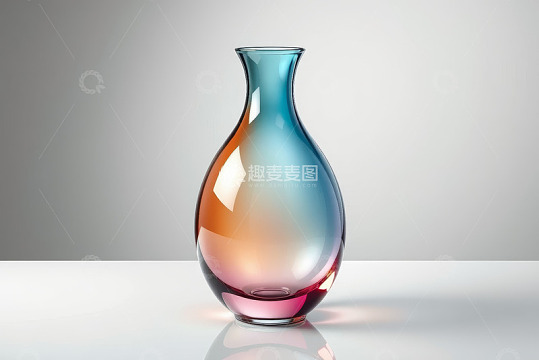 彩色渐变玻璃花瓶静物特写