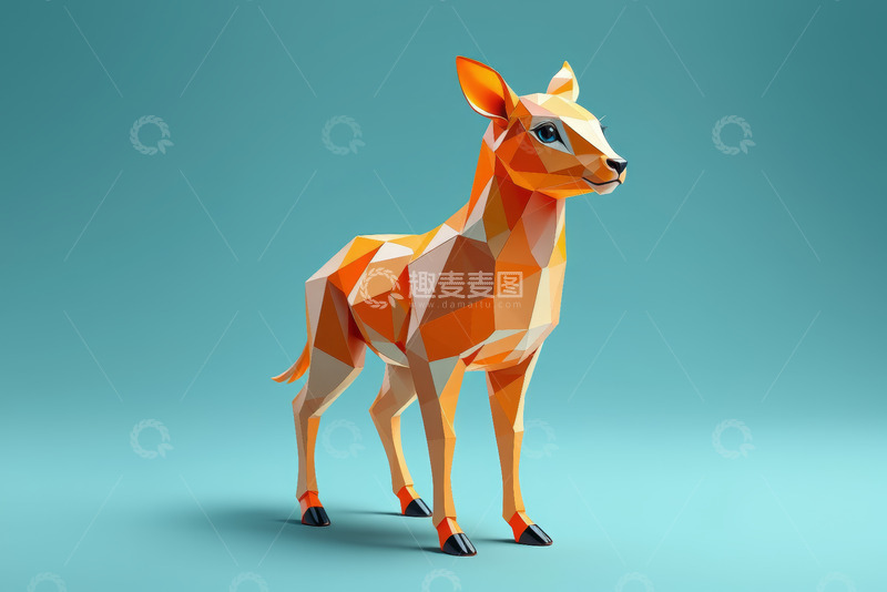 高清大图下载【趣麦麦图】多边形风格小鹿设计素材
