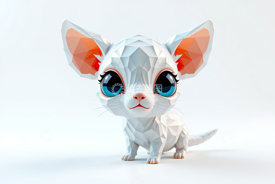 低多边形3D卡通小猫形象
