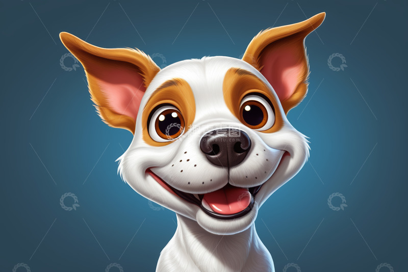 高清大图下载【趣麦麦图】可爱卡通小狗正面微笑形象