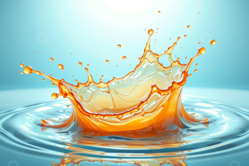 高清大图下载【趣麦麦图】橙色液体飞溅特写
