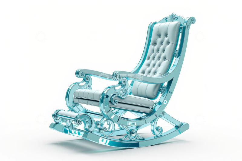 高清大图下载【趣麦麦图】金属质感蓝色摇椅设计