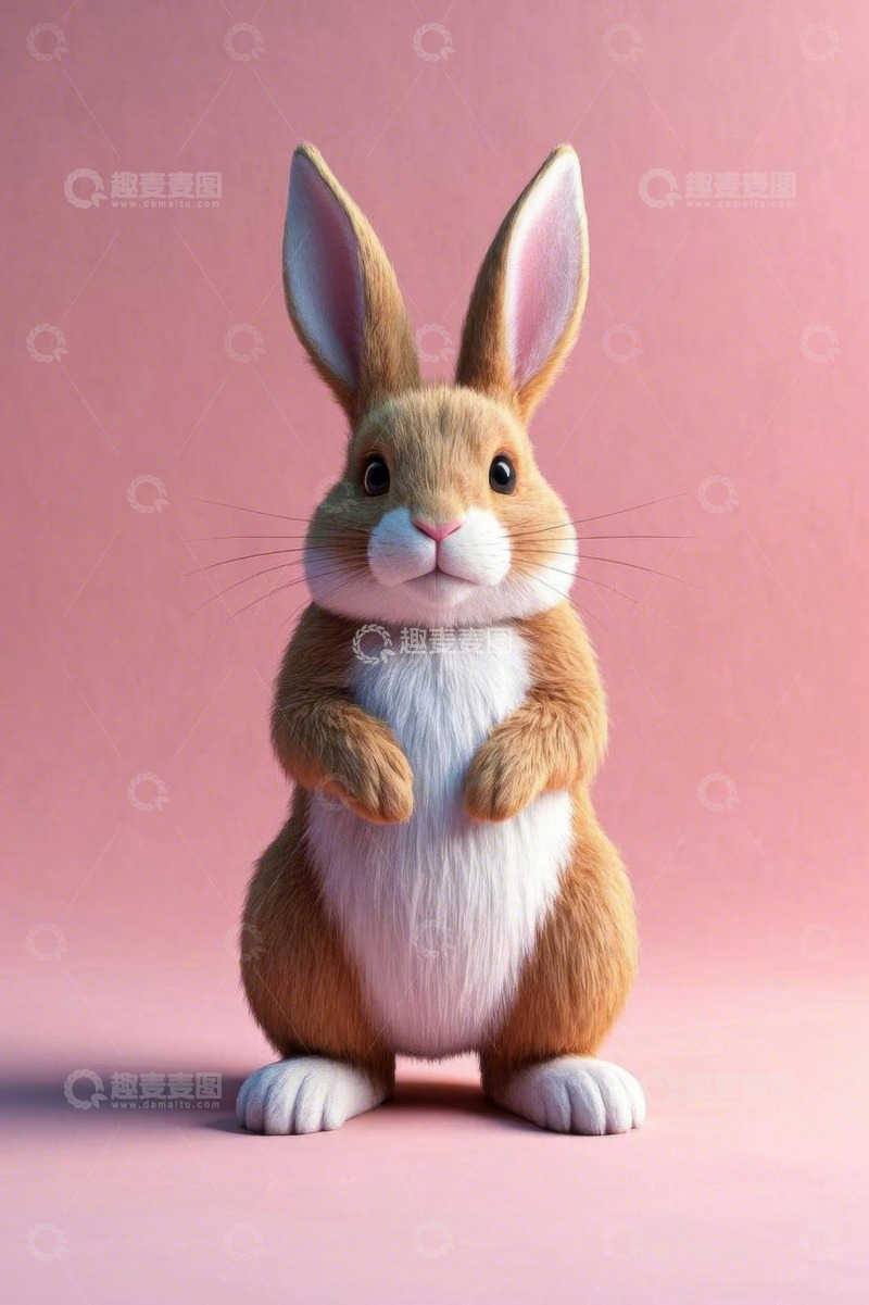 高清大图下载【趣麦麦图】站立的可爱兔子特写