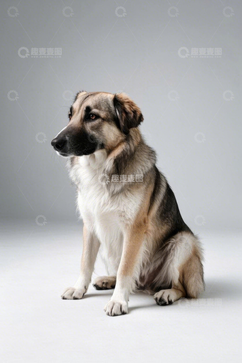 高清大图下载【趣麦麦图】坐立的混种犬特写