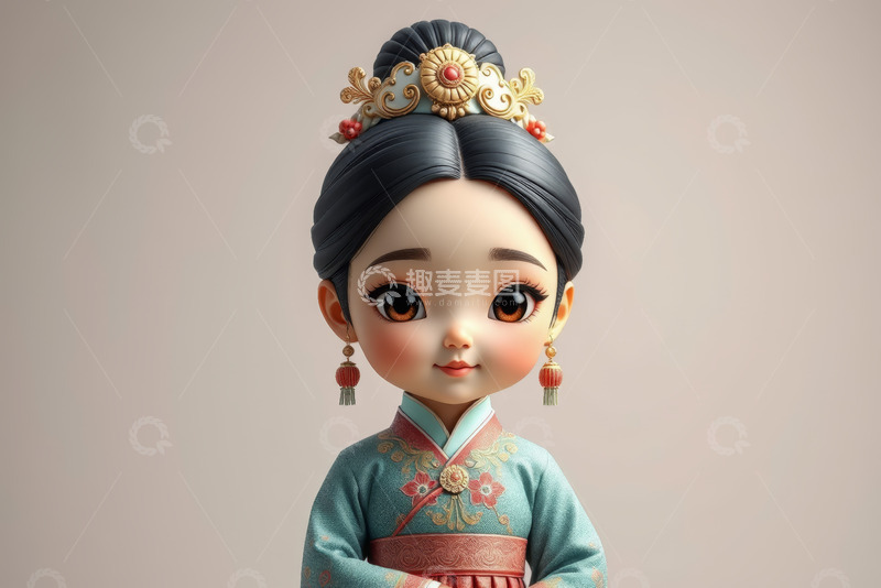 高清大图下载【趣麦麦图】古风卡通小女孩形象